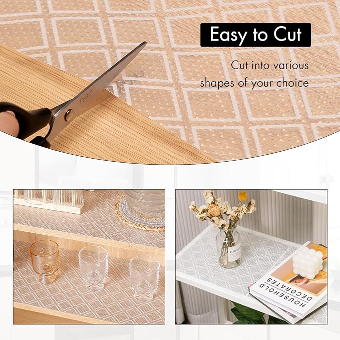 Cooyes Shelf Liner – Non-Slip Shelf Liners for Kitchen Cabinets – Waterproof Shelf Paper with Modern Pattern – Durable EVA Cabinet Liners