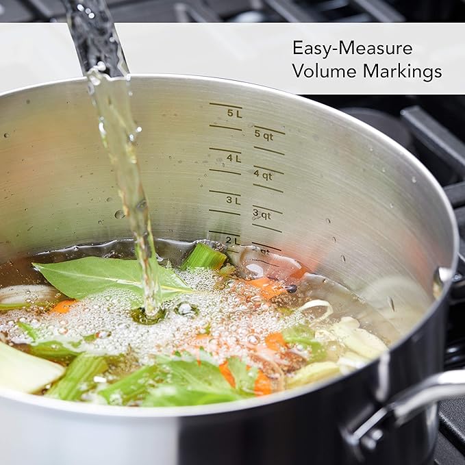 KitchenAid 3-Ply Base Stainless Steel Cookware Pots and Pans Set, 10 Piece, Brushed Stainless