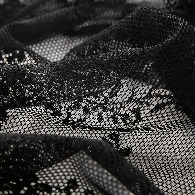 Black French Lace Canopy Bed Curtain Queen, Gothic Style Bed Canopy for Girls Bed Scarf Room Decor