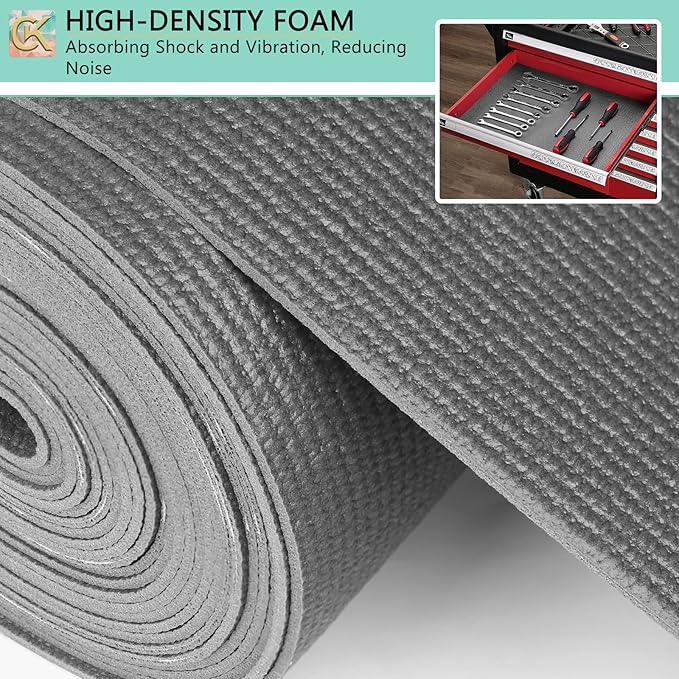 Foam Toolbox Liner Shelf Liner, Thickened Durable Pad Tool Box Mat for Protecting Your Tools, Work Surfaces, Garage, Chest -Gray 3mm Thickness, 16 inch*16 ft