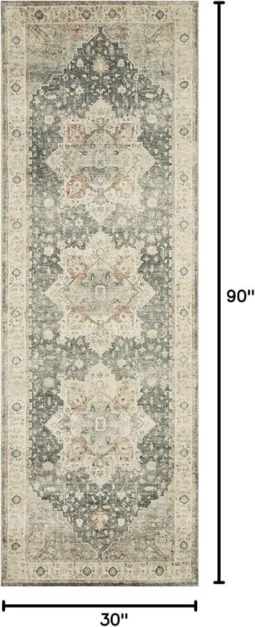 Loloi II Rosette Slate/Ivory 2'-6" x 7'-6" Runner Rug