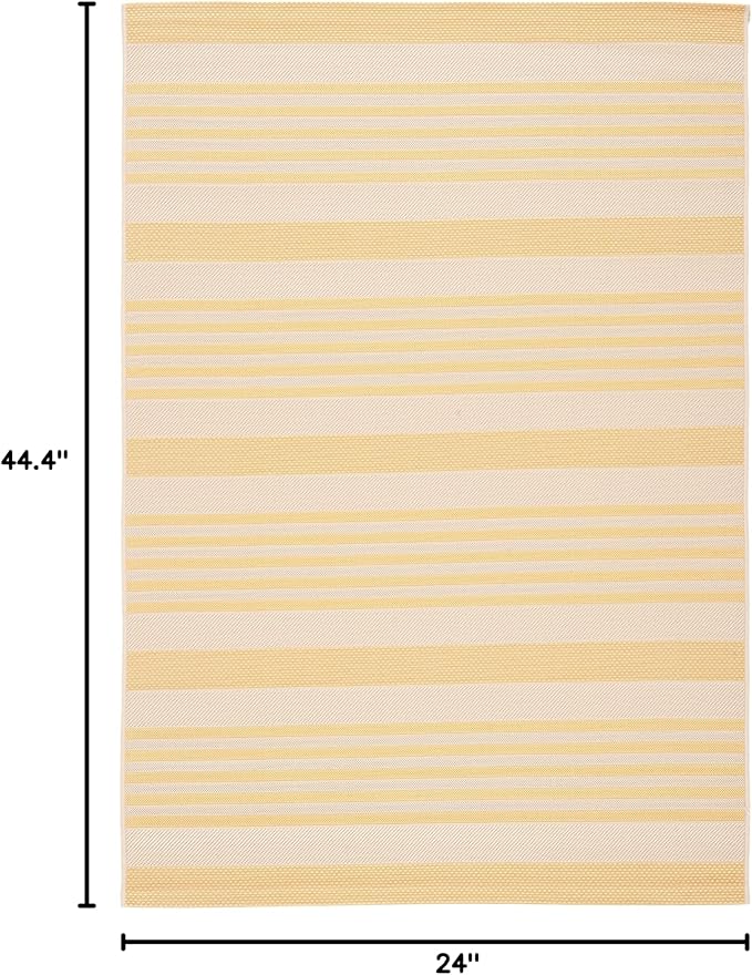 SAFAVIEH Courtyard Collection 2' x 3'7" Gold/Beige CY6062 Nautical Coastal Stripe Indoor/-Outdoor Waterproof Easy-Cleaning Patio Backyard Mudroom Accent-Rug