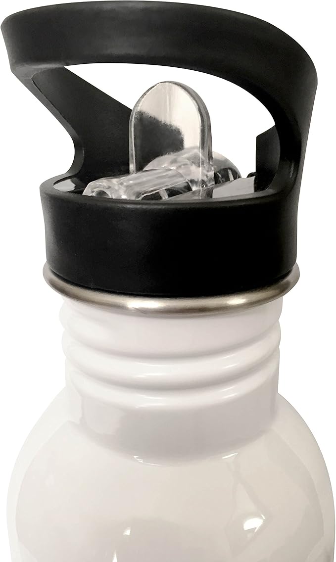 3dRose "Funny Artistic Cute Pet Rescue Abstract art with Dogs Cats Flip Straw" Water Bottle, 21 oz, White