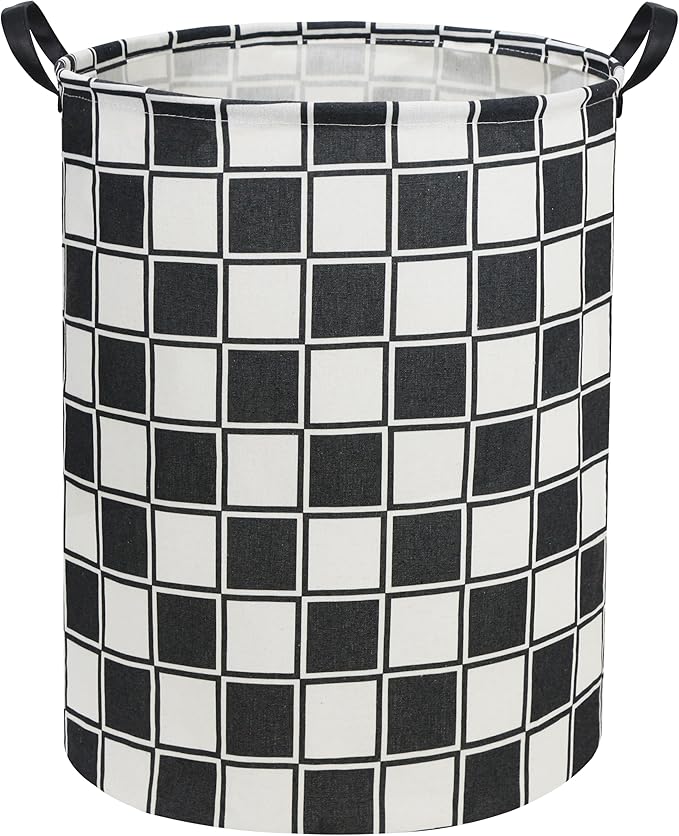 Checkerboard Kids Laundry Basket Baby Hamper Balck White Checkered Toy Storage Bin for Boys Room Decor Baby Nursery Hamper Gift Baskets for Bedroom Bathroom(Balck White Checkered)
