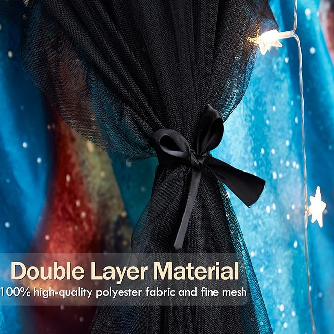 Kertnic Gorgeous Aurora Printed Bed Canopy for Girls & Adults, Room Decorative Cozy Bed Curtain Canopy Drapes, Round Dome Luxurious Lace Princess Canopies Mosquito Netting (Aurora)