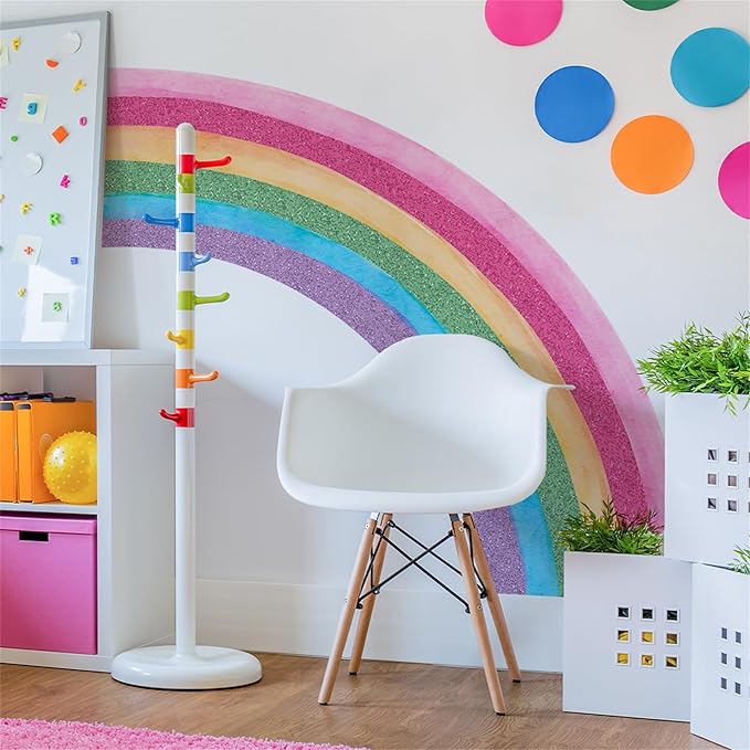 Waterproof Removable Vinyl Huge Rainbow Wall Decal Sticker for Nursery Kidsroom School Classroom Livingroom Bedroom Bathroom Decorations Art Kids Graduation Boho Cute Decals