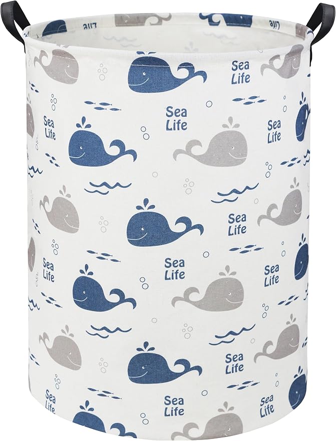 Whale Kids Laundry Basket Baby Hamper Whale Toy Storage Bin for Boys Room Decor Baby Nursery Hamper Gift Baskets for Bedroom Bathroom(Whale)