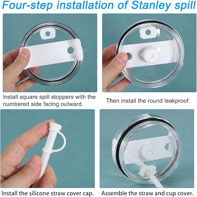 PATIKIL Silicone Spill Stopper for Straw Cup 2.0 40oz/30oz, Set of 9 Tumbler Accessories Including 3 Straw Cover Cap, 3 Square Spill Stopper and 3 Round Leak Stopper, White/Black/Pink