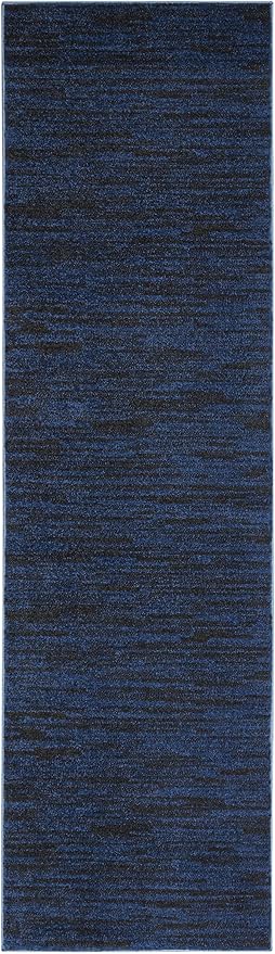 Nourison Essentials Indoor/Outdoor Midnight Blue 2'2" x 10' Area Rug, Easy Cleaning, Non Shedding, Bed Room, Living Room, Dining Room, Backyard, Deck, Patio (2x10)