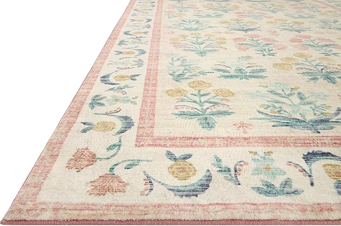Rifle Paper Co. x Loloi Eden Collection EDE-01 Mughal Rose Blush 2'-6" x 11'-6" Runner Rug