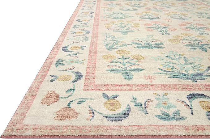 Rifle Paper Co. x Loloi Eden Collection EDE-01 Mughal Rose Blush 3'-6" x 5'-6" Accent Rug