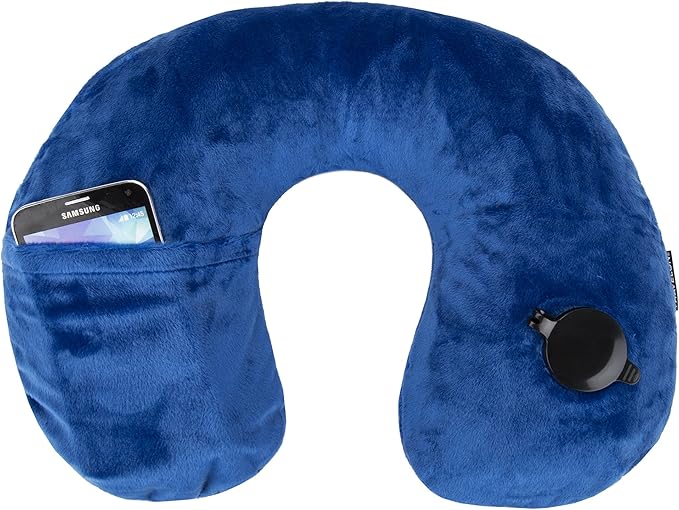Travelon Deluxe Pillow, Cobalt, INFLATED 15 x 5 x 4 DEFLATED 17.25 x 5.25