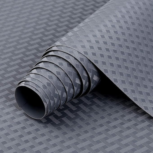 HooTown Shelf Liner Kitchen Cabinet Drawer Mats 17.5 Inch Wide x 393.7 inch Long, Non Skid EVA Plastic Washable Oil Proof Pad for RV Drawer, Dish Plate Slippery Protection, Grey