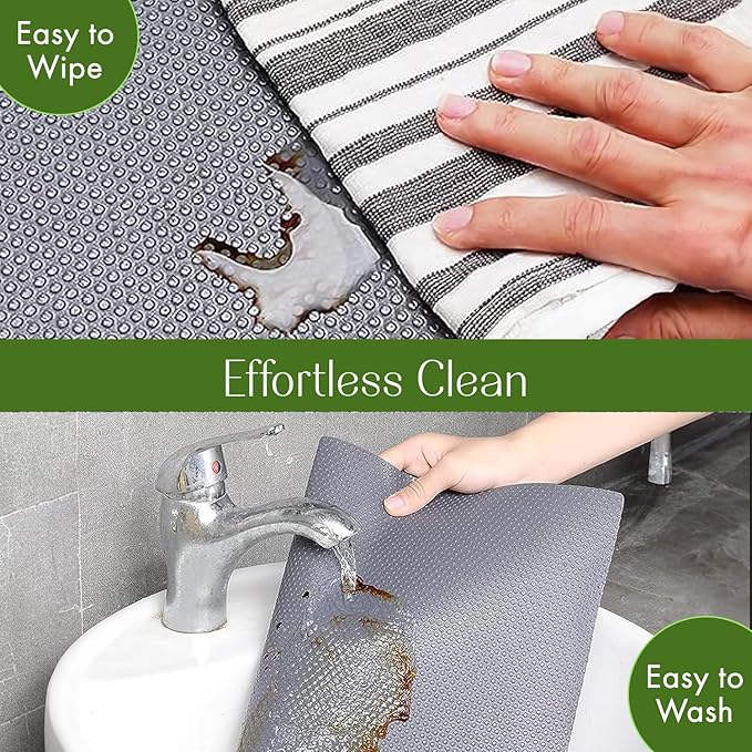 EVALAND 17.7 INCHES x 33 FEET (394 Inches) Non-Slip Shelf Liner, EVA Kitchen Liner, Non-Adhesive Liner, Smooth Drawer Liner, Durable Strong Grip Liner, Stain-Proof Shelf, Cabinet Liner, Grey