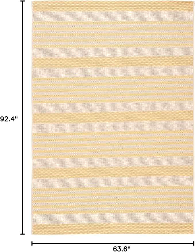 SAFAVIEH Courtyard Collection Area Rug - 5'3" x 7'7", Gold & Beige, Nautical Coastal Stripe Design, Non-Shedding & Easy Care, Indoor/Outdoor & Washable-Ideal for Patio, Backyard, Mudroom (CY6062-306)