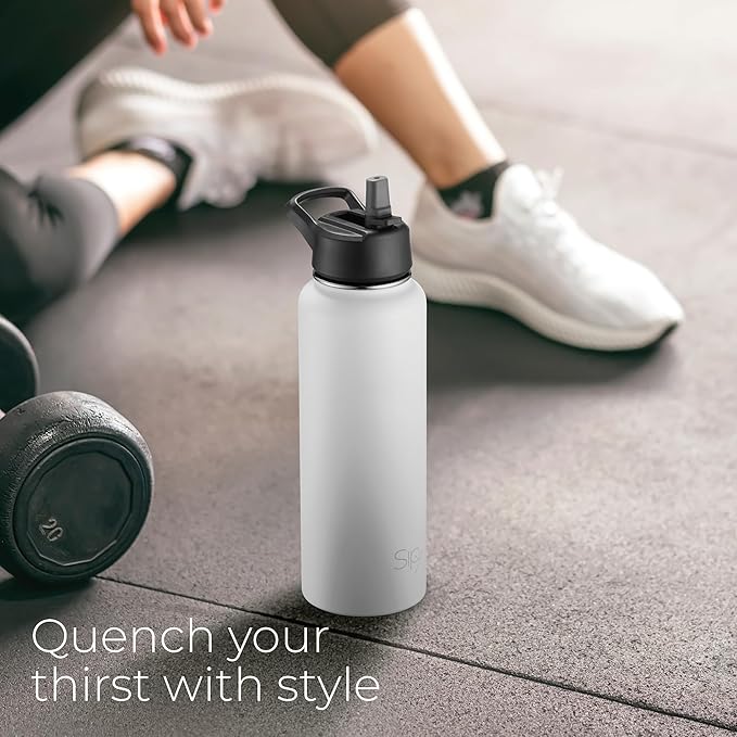 SipX™ Triple-Insulated Stainless Steel Water Bottle 40oz. With 3 Lids, BPA-Free Reusable Insulated Water Bottle Keeps Cold 24 Hours, Metal Water Bottle Made Of Sustainable Material For Hiking & Biking