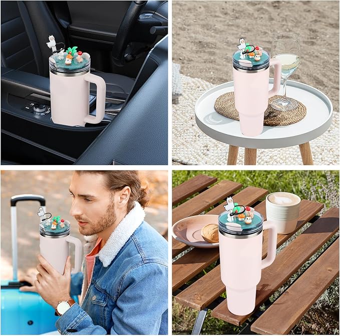 Charms Compatible with Stanley Cup Accessories,Charms for Stanley Cups H1.0&H2.0 Accessories 40oz with Silicone Straw Cover (C)