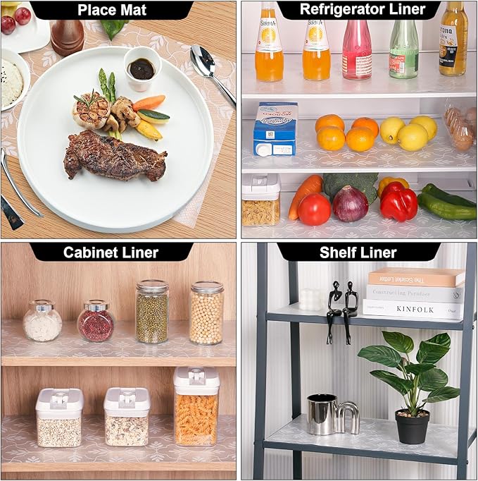 Cooyes Shelf Liner Drawer Liners, Shelf Liners for Kitchen Cabinets, Non Adhesive Cabinet Liner, EVA Waterproof Non-Slip Refrigerator Liners for Kitchen, Drawer (Transparent, 17.7 in x 6.6ft)