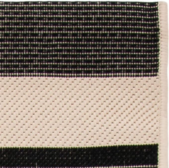 SAFAVIEH Courtyard Collection 2'3' x 18' Black/Bone CY6062 Stripe Indoor/ Outdoor Patio Backyard Mudroom Runner Rug