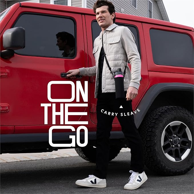 Insulated Water Bottle with Straw and Handle 22 oz-Stainless Steel Water Bottles with Straw, Dual Cap Function & Sleeve, Keeps Drinks Hot Up to 12 Hours & Cold Up to 24 Hours (Taffy)