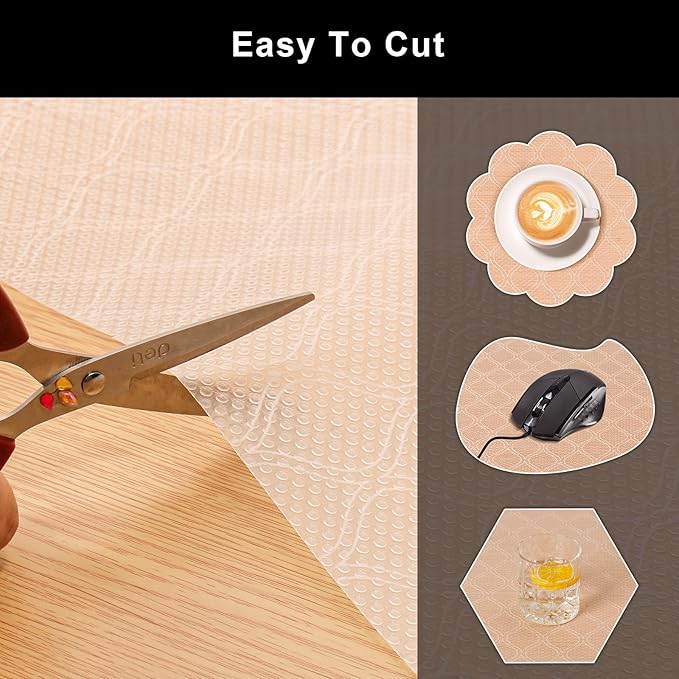 Cooyes Shelf Liner Drawer Liners, Shelf Liners for Kitchen Cabinets, Non Adhesive Cabinet Liner, EVA Waterproof Oil-Proof Non-Slip Refrigerator Liners for Shelves (Transparent, 17.7 Inches x 16.5 FT)