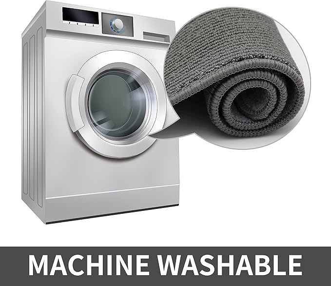 COSY HOMEER 24X60 Inch Kitchen Rug Mats Made of 100% Polypropylene Strip TPR Backing Soft Kitchen Mat Specialized in Anti Slippery and Machine Washable,for Kitchen, Floor Home,Office,Sink,Laundry,Grey