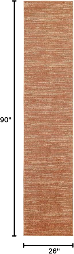 Nourison Essentials Indoor/Outdoor Rust 2'2" x 7'6 Area Rug, Easy Cleaning, Non Shedding, Bed Room, Living Room, Dining Room, Backyard, Deck, Patio (2x8)