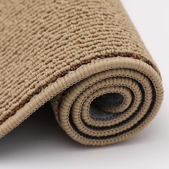 COSY HOMEER 24x35 Inch/24X60 Inch Kitchen Rug Mats Made of 100% Polypropylene Strip TPR Backing 2 Pieces Soft Kitchen Mat Specialized in Anti Slippery and Machine Washable,Beige