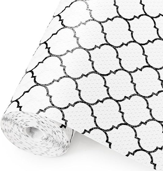 Cooyes Shelf Liner – Non-Slip Shelf Liners for Kitchen Cabinets – Waterproof Shelf Paper with Modern Pattern – Durable EVA Cabinet Liners