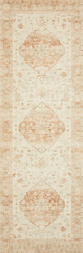 Loloi II Rosette Ivory/Terracotta 2'-6" x 7'-6" Runner Rug