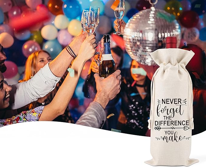 Never Forget The Difference You Make,Thank You Gift,You Make A Difference Gifts,Inspirational Gifts for Colleagues,Employee,Friends,Family,Women,Social Workers,Bosses,1 Drawstring Gift Wine Bag,Q13