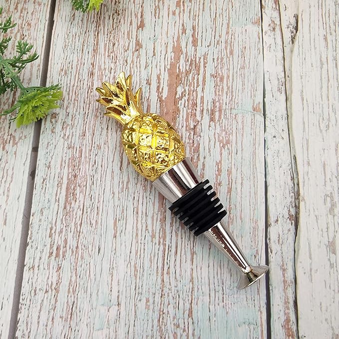 Pineapple Wine Bottle Stopper, Reusable Zinc-Alloy Storage wine Stoppers ,Beautiful Golden Decoration wine Gift for Home Decoration, Wedding, Beach Themed Event Favor