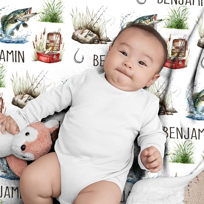 Custom Fishing Blankets and Throws,Fishing Gifts, Gifts for Fisherman,Custom Fish Blankets Fishing Gift for Man, Fish Hunter Gifts Throw Blanket, Fathers Day Fishing Gifts for Men,Teens Size-50"x60"