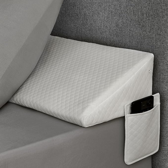 Full (54"x10"x6") Bed Wedge Pillow for Headboard - Bed Gap Filler - Mattress Wedge - Bloster Triangle Pillow for Sleeping to Fill Gap (0-8") Between Headboard and Mattress - Ivory