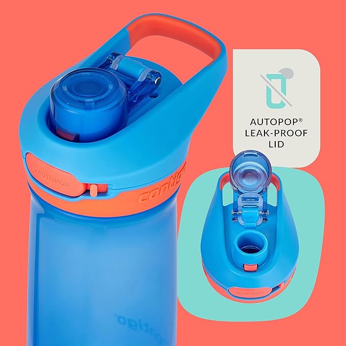 Contigo Trekker and Jessie Kids Water Bottles with Leak-Proof Lids, 14oz Dishwasher Safe Kids Water Bottles (2-Pack)