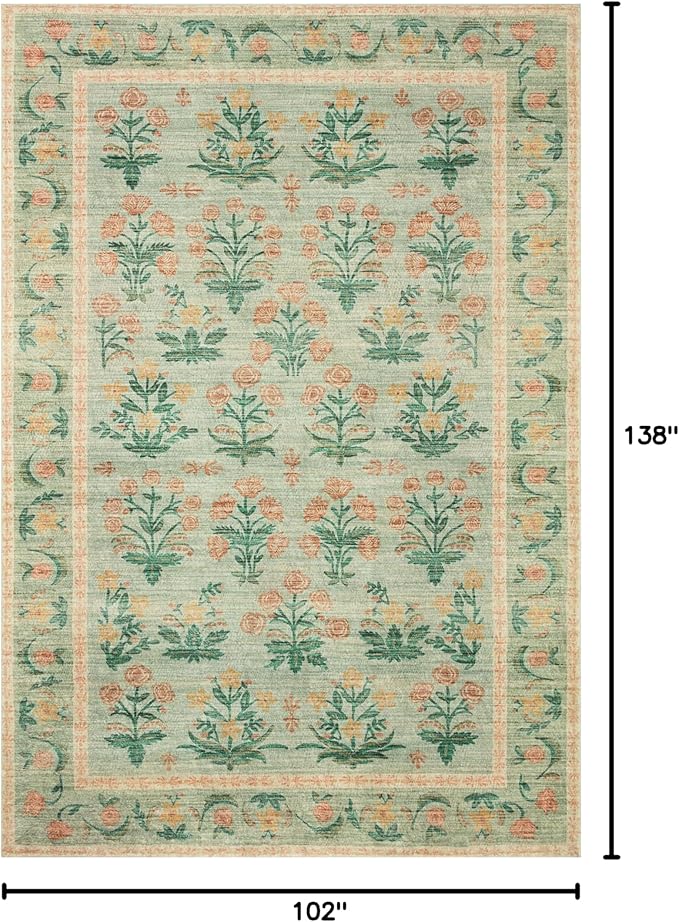 Rifle Paper Co. x Loloi Eden Collection EDE-01 Mughal Rose Moss 8'-6" x 11'-6" Area Rug