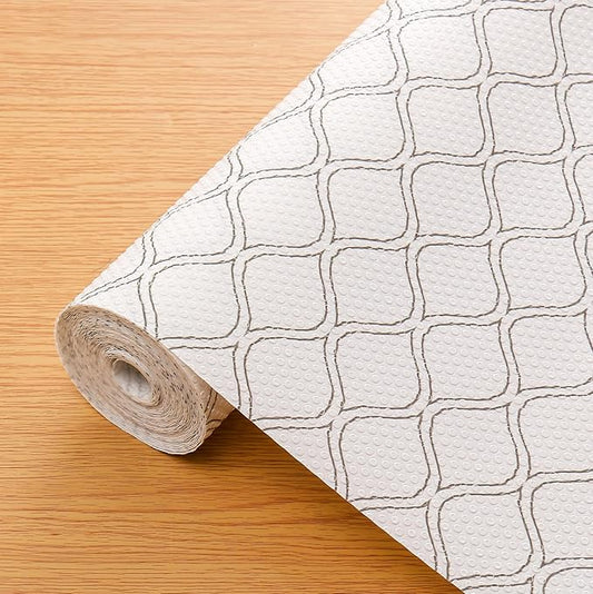 Cooyes Shelf Liner Drawer Liners, Shelf Liners for Kitchen Cabinets, Non Adhesive Cabinet Liner, EVA Waterproof Oil-Proof Non-Slip Refrigerator Liners for Shelves (White, 17.7 Inches x 6.6 FT)