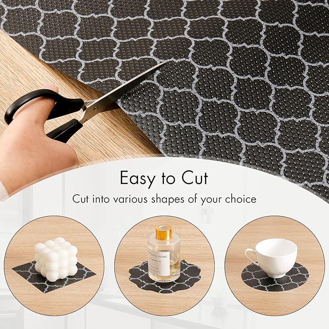 Cooyes Shelf Liner – Non-Slip Shelf Liners for Kitchen Cabinets – Waterproof Shelf Paper with Modern Pattern – Durable EVA Cabinet Liners
