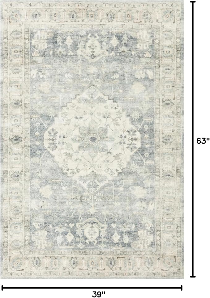 Loloi II Rosette Denim/Fog 3'-3" x 5'-3" Accent Rug
