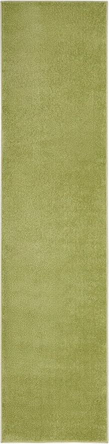 Nourison Essentials Solid Indoor/Outdoor Green 2'2" x 14 Area Rug, Easy Clean, Non Shedding, Bed Room, Living Room, Dining Room, Deck, Patio, Backyard (2x14)