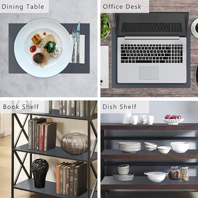 HooTown Shelf Liner Kitchen Cabinet Drawer Mats 23.6 Inch Wide x 32.8 Feet Long, Non Slip EVA Plastic Water Resistant Pad for Bathroom Drawers,Shoe Shelves, Under Sink, Grey