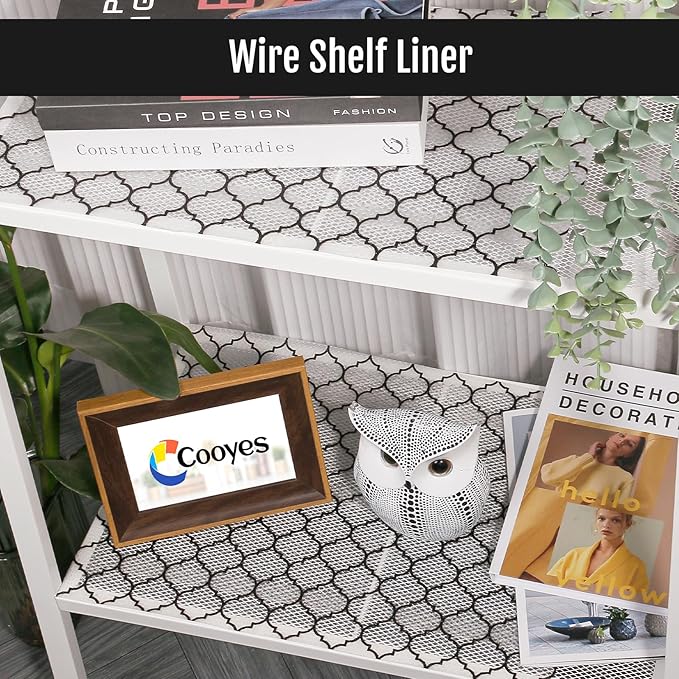 Cooyes Shelf Liner – Non-Slip Shelf Liners for Kitchen Cabinets – Waterproof Shelf Paper with Modern Pattern – Durable EVA Cabinet Liners