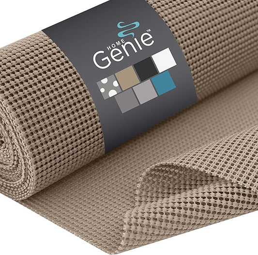 HOME GENIE Drawer Shelf and Cabinet Liner, Durable with Strong Grip, 17.5 Inch x 20 FT, Non Adhesive Liners Protect Kitchen Cabinets and Cupboard, Bathroom Drawers and Shelves, Desks, Light Taupe