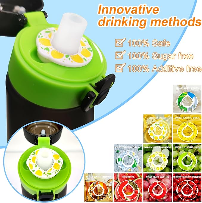 Air Water Bottle with Flavor Pods, 750ML Scent Water Cup with Flavor Pods Box,0% Sugar Fragrance Water Bottle Suitable for Outdoor Sports (Blackgreen+10pods)