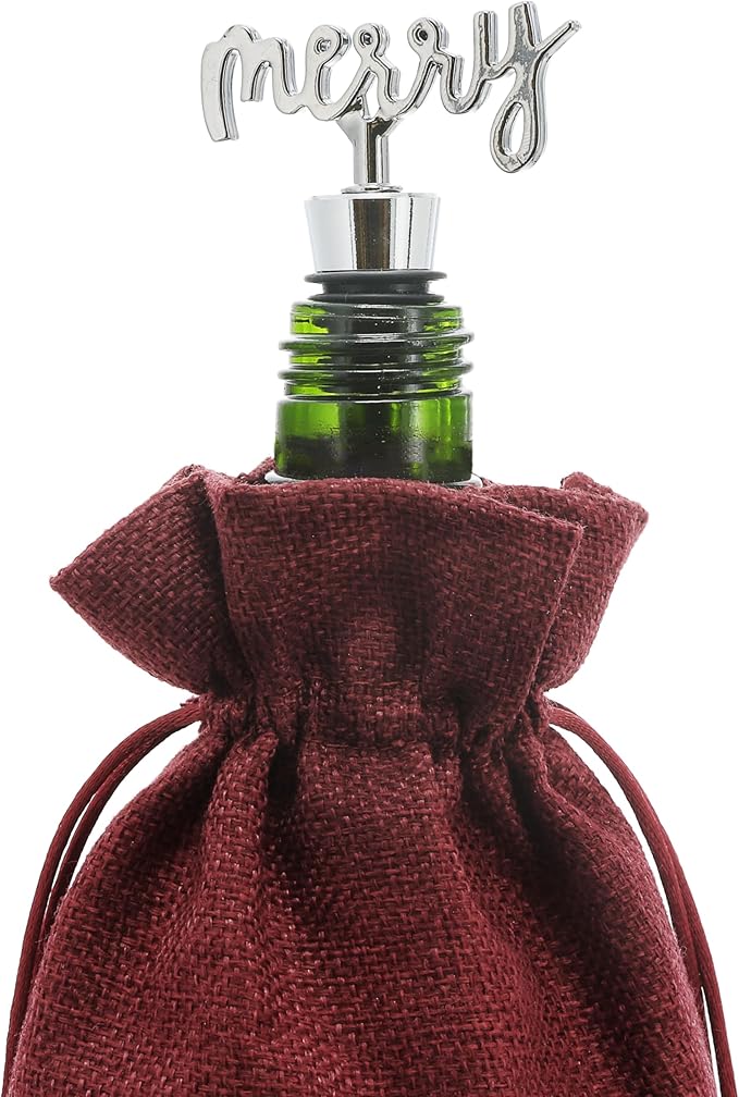 Pavilion Gift Company Wonderful Wine-13 Wine Gift Bag Set, 13", Red, White, Silver