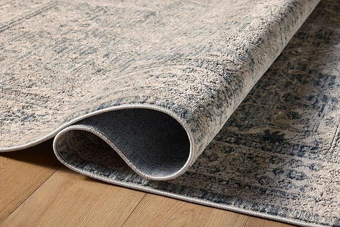 Loloi II Teagan Collection TEA-04 Sky/Natural 2'-8" x 4', .25" Thick, Accent Rug, Soft, Durable, Neutral, Woven, Low Pile, Non-Shedding, Easy Clean, Living Room Rug