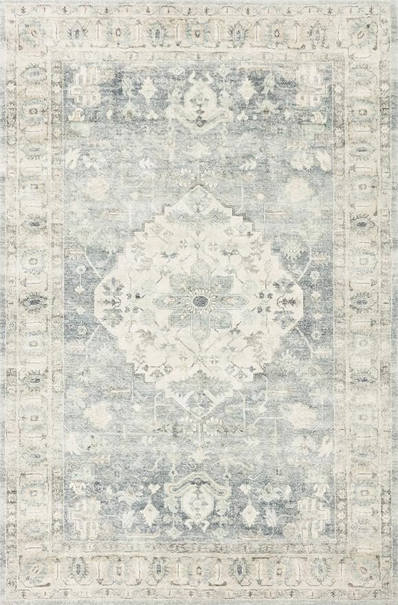 Loloi II Rosette Denim/Fog 2'-6" x 9'-9" Runner Rug