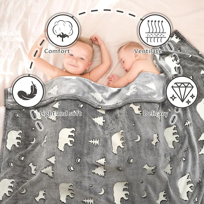 Bear Gifts Toys for Kids Boys Baby-Glow in The Dark Blanket Bear Presents for Birthday Bear Decor Age 12 3 4 5 6 7 8 9 10 Years Old Toddler