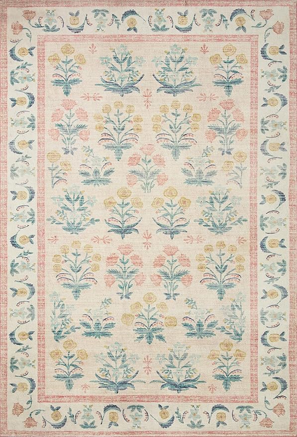 Rifle Paper Co. x Loloi Eden Collection EDE-01 Mughal Rose Blush 2'-6" x 11'-6" Runner Rug
