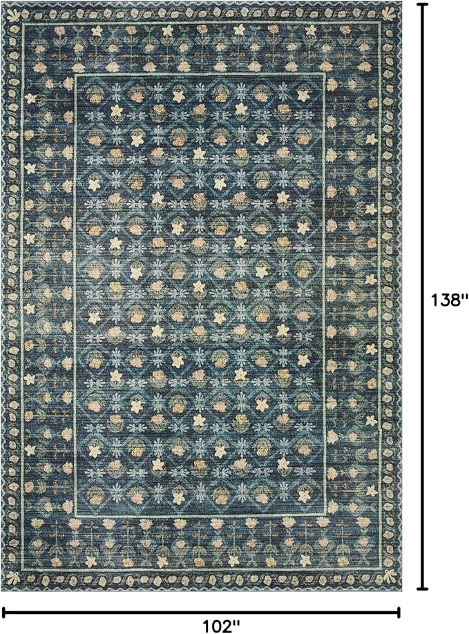 Rifle Paper Co. x Loloi Eden Collection EDE-03 Lattice Indigo 8'-6" x 11'-6" Area Rug